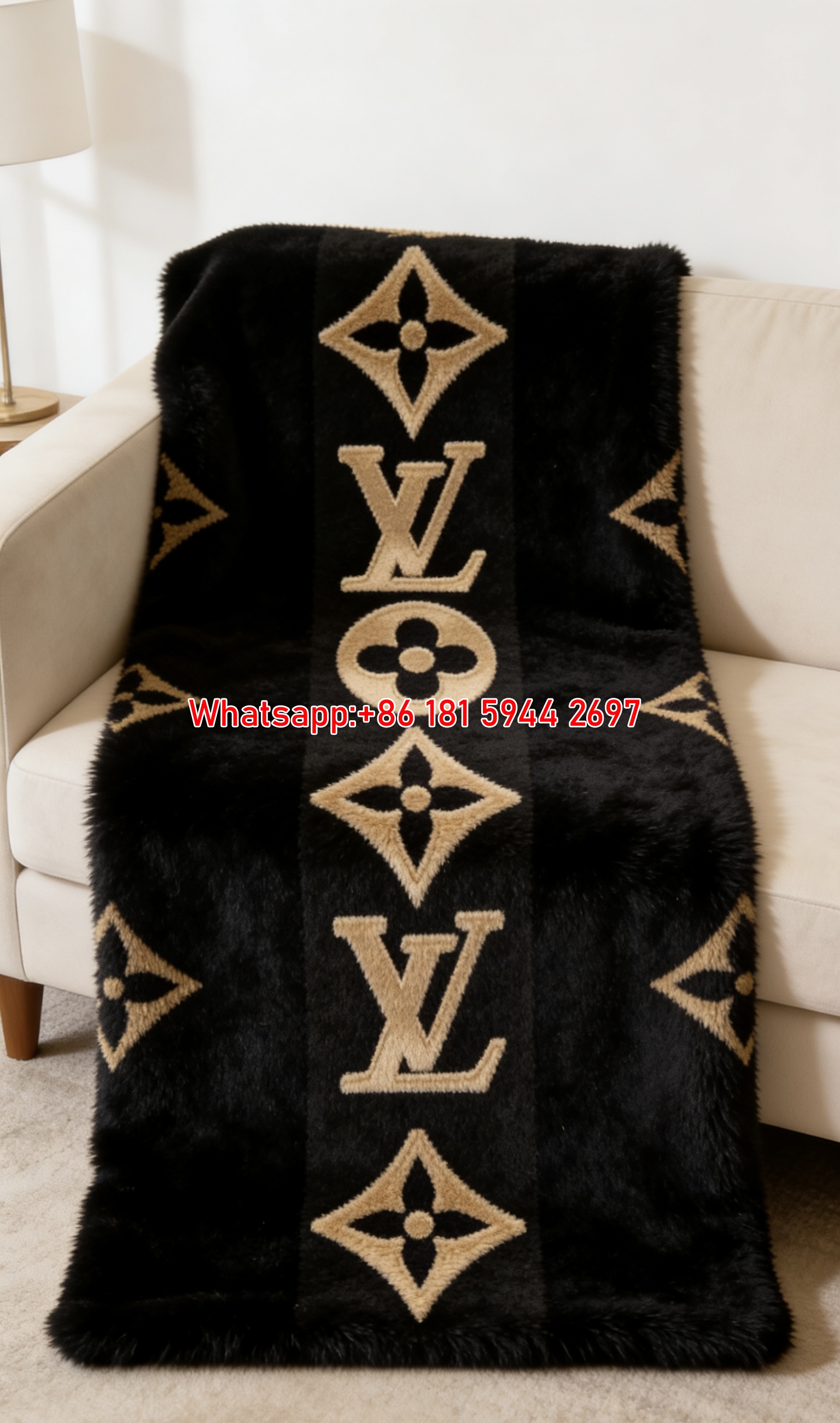 Black & Gold Monogram Throw IMG_3125